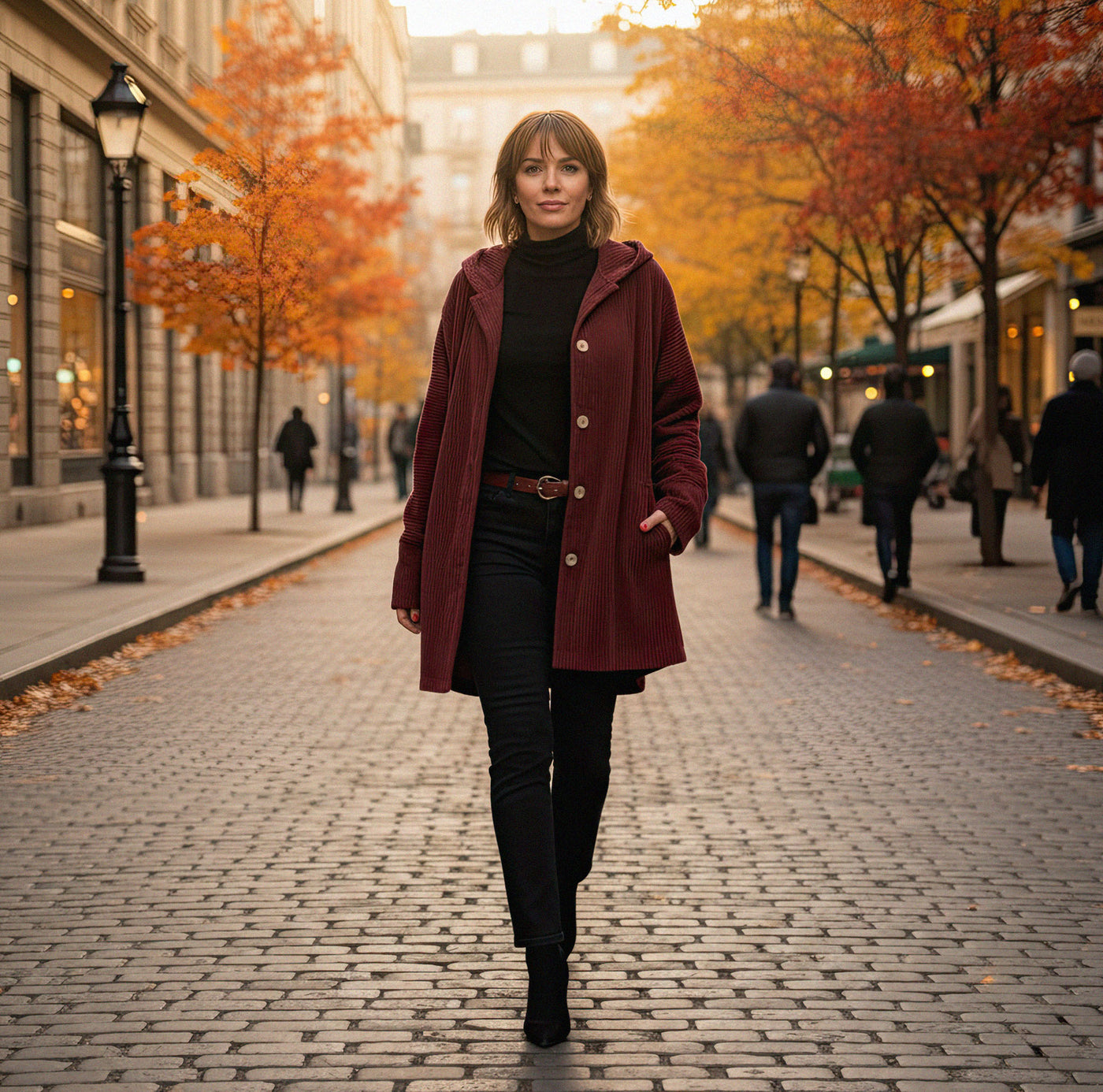 Valentina™ | Mantello in velluto con cappuccio